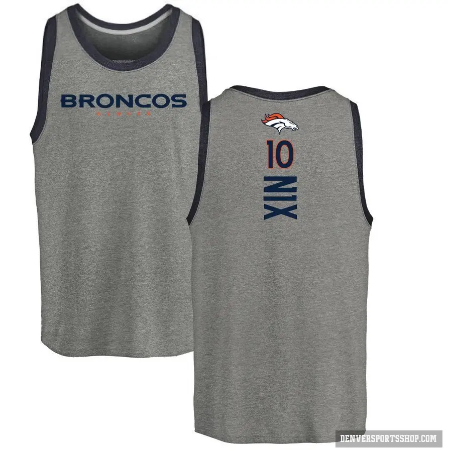 Men's ＃10 Bo Nix Denver Broncos Ash Backer Tank Top