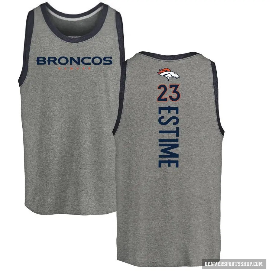Men's ＃23 Audric Estime Denver Broncos Ash Backer Tank Top