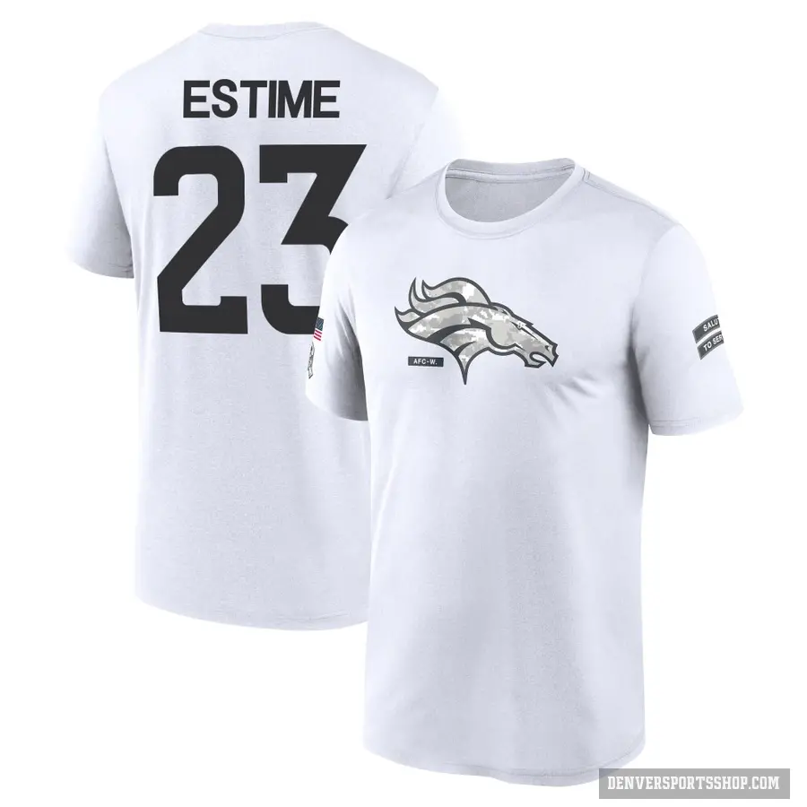 Men's ＃23 Audric Estime Denver Broncos White 2024 Salute to Service Performance T-Shirt