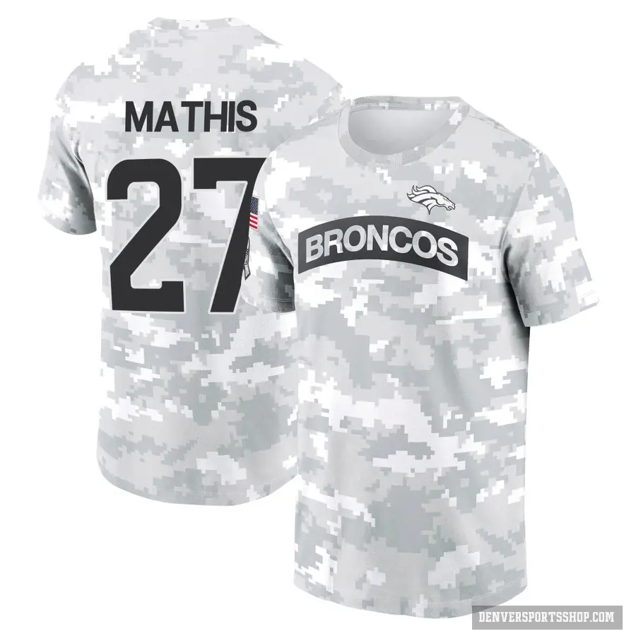 Men's ＃27 Damarri Mathis Denver Broncos Camo Arctic 2024 Salute to Service Performance T-Shirt