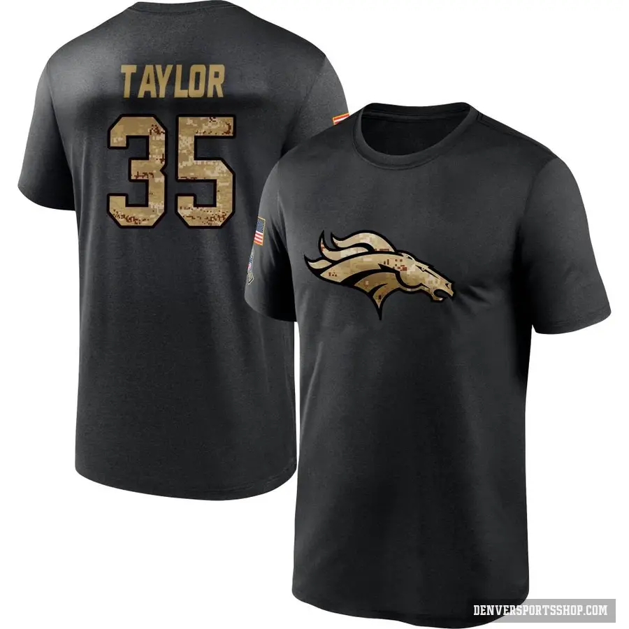 Men's ＃35 Reese Taylor Denver Broncos Black 2020 Salute To Service Performance T-Shirt