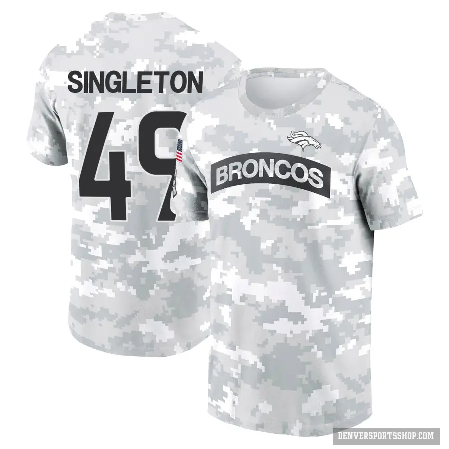 Men's ＃49 Alex Singleton Denver Broncos Camo Arctic 2024 Salute to Service Performance T-Shirt