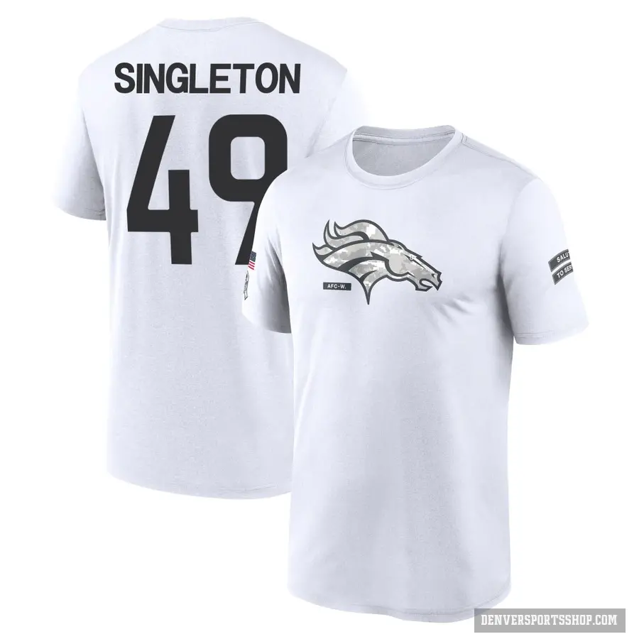 Men's ＃49 Alex Singleton Denver Broncos White 2024 Salute to Service Performance T-Shirt