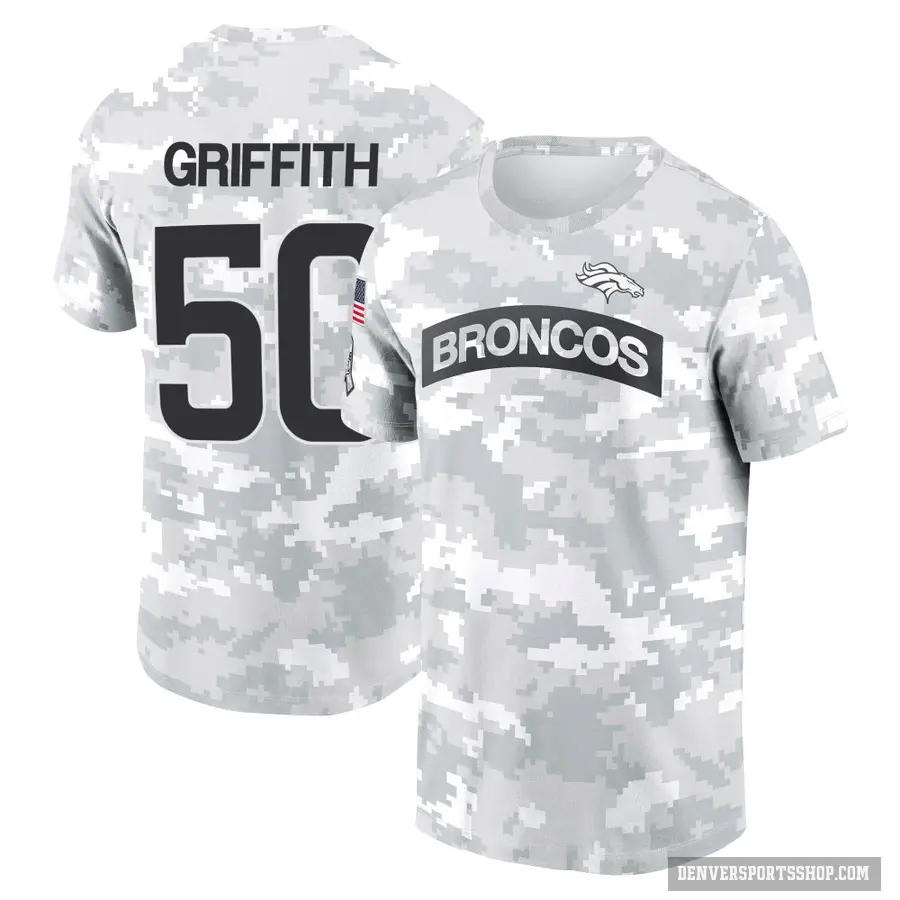 Men's ＃50 Jonas Griffith Denver Broncos Camo Arctic 2024 Salute to Service Performance T-Shirt