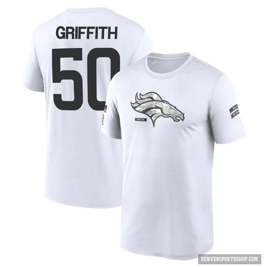 Men's ＃50 Jonas Griffith Denver Broncos White 2024 Salute to Service Performance T-Shirt