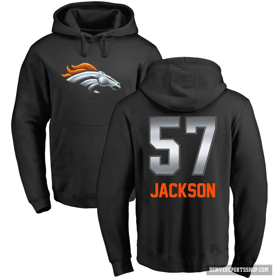 Men's ＃57 Tom Jackson Denver Broncos Black Midnight Mascot Pullover Hoodie