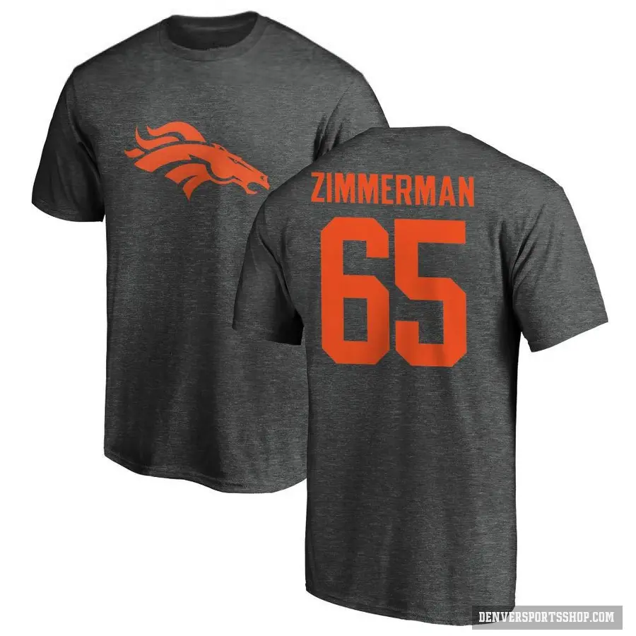 Men's ＃65 Gary Zimmerman Denver Broncos Ash One Color T-Shirt