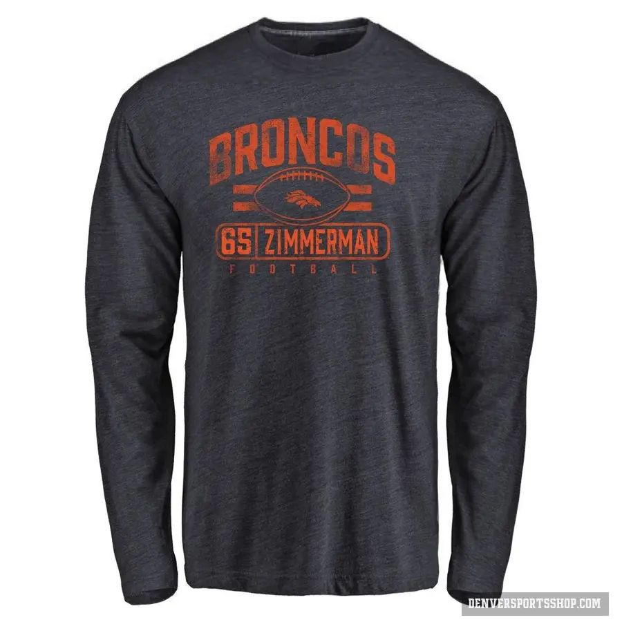 Men's ＃65 Gary Zimmerman Denver Broncos Navy Flanker Long Sleeve T-Shirt