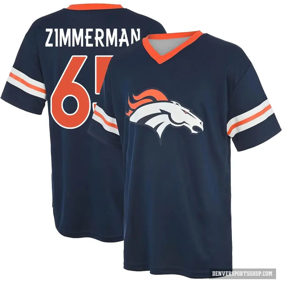 Men's ＃65 Gary Zimmerman Denver Broncos Navy Game Day V-Neck T-Shirt