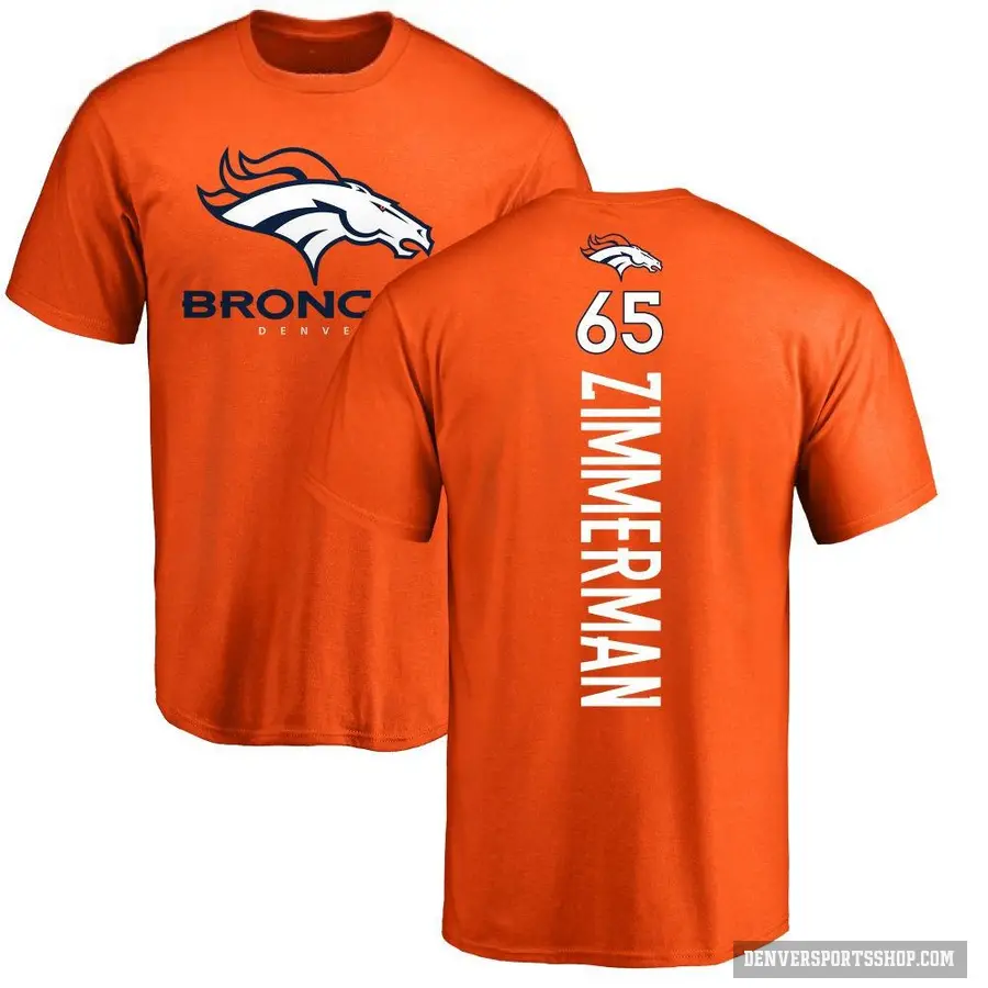 Men's ＃65 Gary Zimmerman Denver Broncos Orange Backer T-Shirt