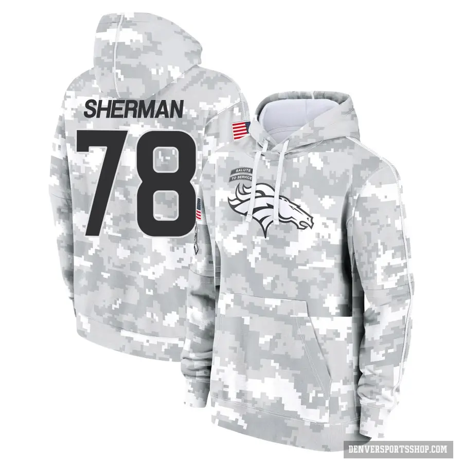 Men's ＃78 Will Sherman Denver Broncos Arctic Camo 2024 Salute to Service Club Fleece Pullover Hoodie