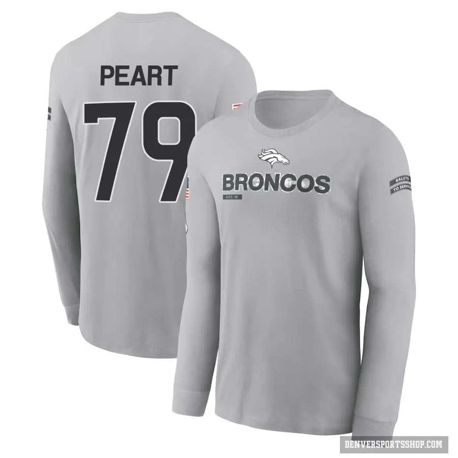 Men's ＃79 Matt Peart Denver Broncos Gray 2024 Salute to Service Long Sleeve T-Shirt
