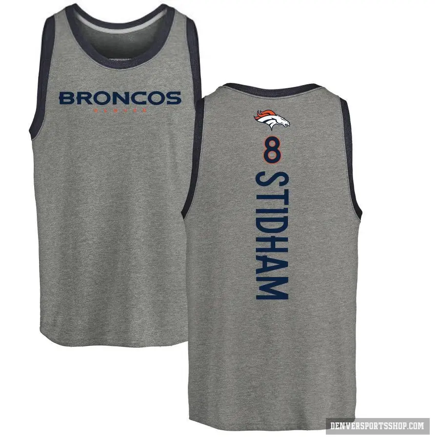 Men's ＃8 Jarrett Stidham Denver Broncos Ash Backer Tank Top
