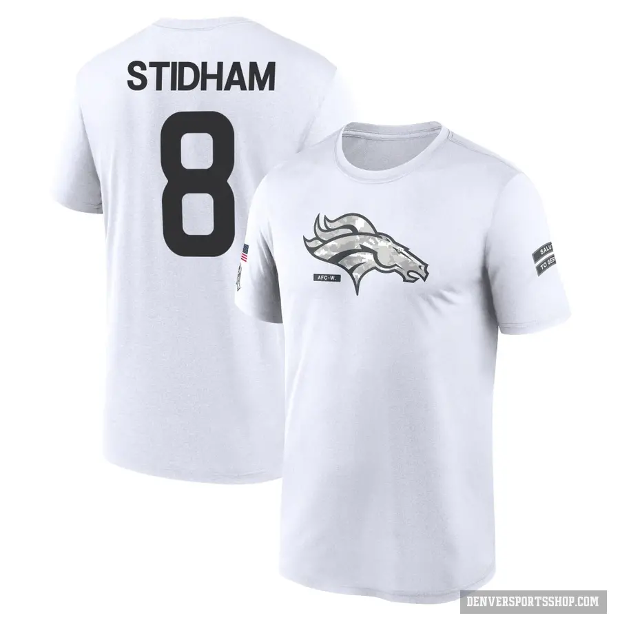 Men's ＃8 Jarrett Stidham Denver Broncos White 2024 Salute to Service Performance T-Shirt