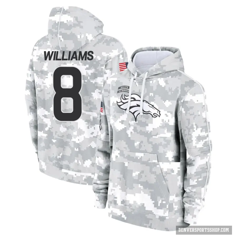 Men's ＃8 K'Waun Williams Denver Broncos Arctic Camo 2024 Salute to Service Club Fleece Pullover Hoodie