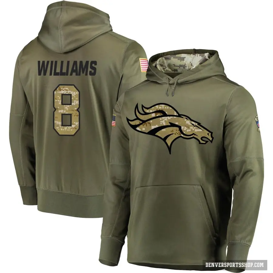 Men's ＃8 K'Waun Williams Denver Broncos Olive Salute to Service Pullover Hoodie