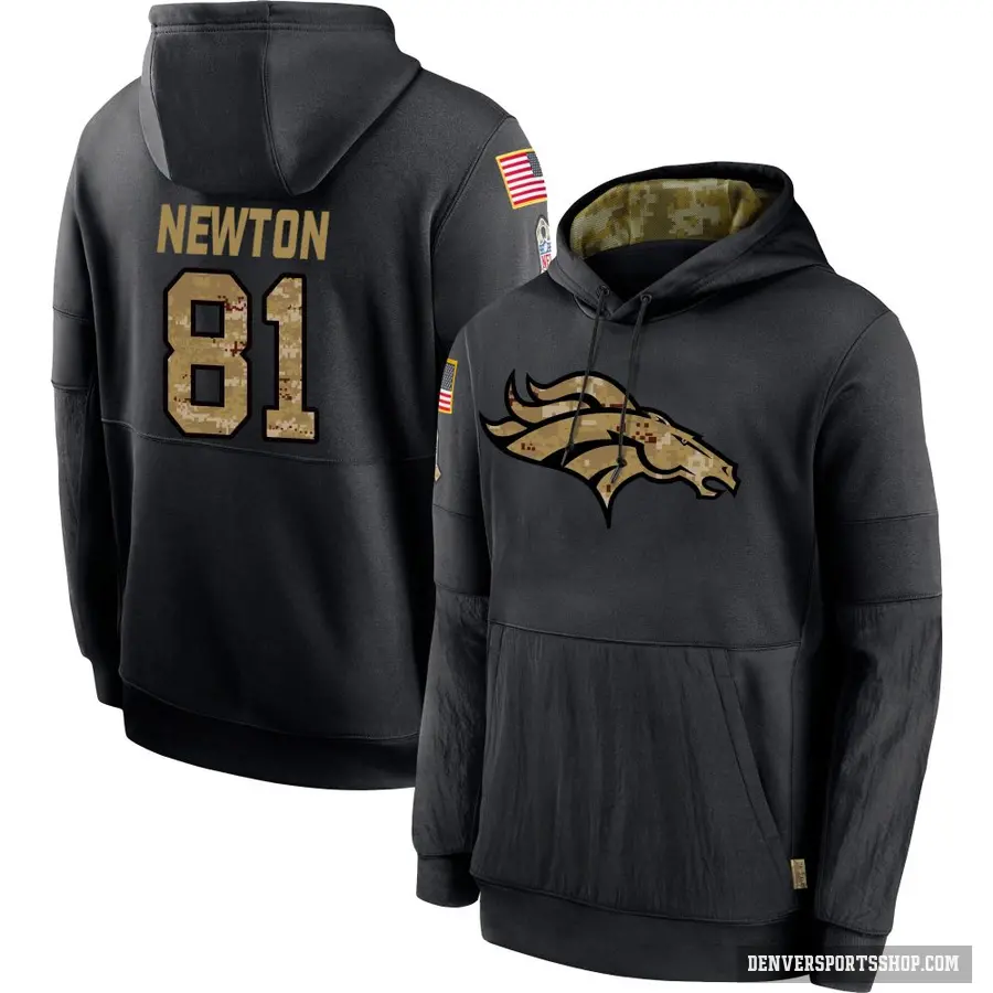 Men's ＃81 Jerjuan Newton Denver Broncos Black 2020 Salute to Service Sideline Performance Pullover Hoodie