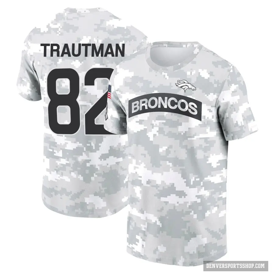 Men's ＃82 Adam Trautman Denver Broncos Camo Arctic 2024 Salute to Service Performance T-Shirt