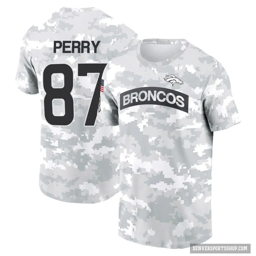 Men's ＃87 A.T. Perry Denver Broncos Camo Arctic 2024 Salute to Service Performance T-Shirt