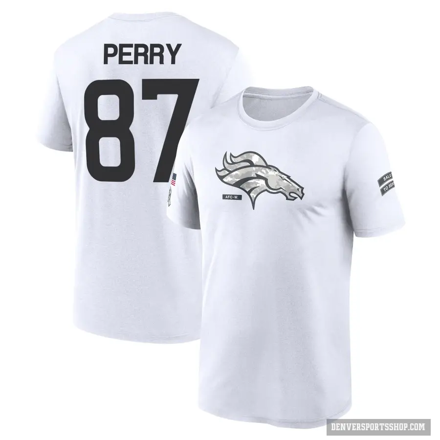 Men's ＃87 A.T. Perry Denver Broncos White 2024 Salute to Service Performance T-Shirt