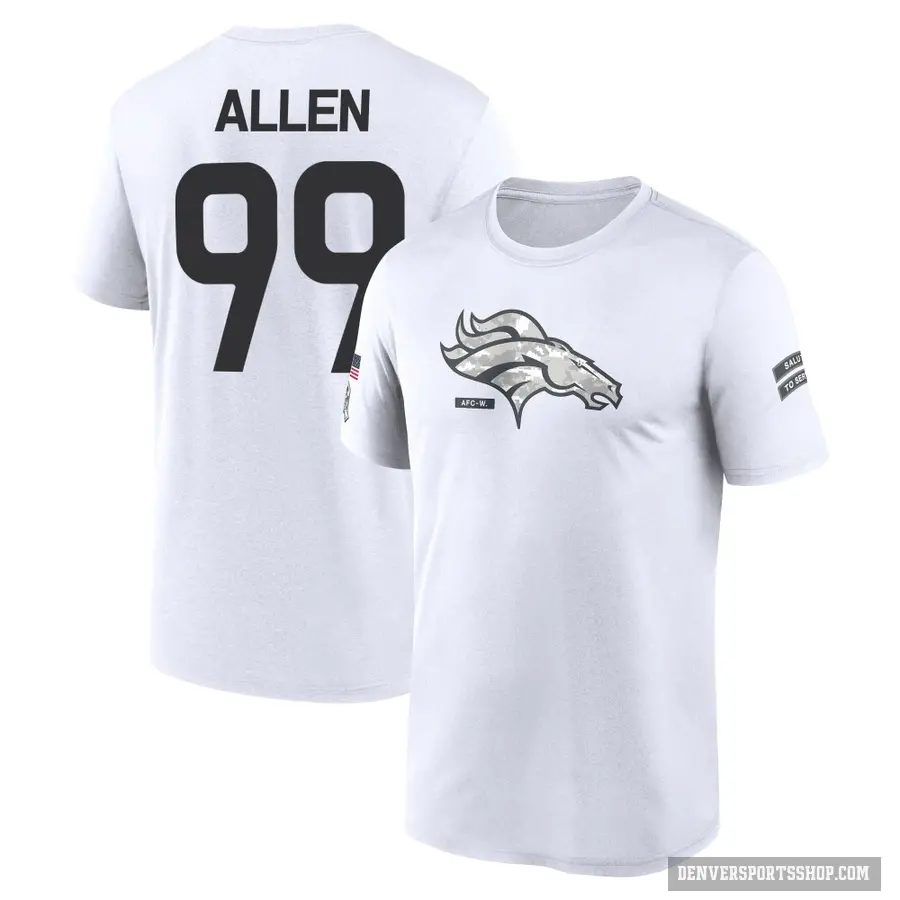 Men's ＃99 Zach Allen Denver Broncos White 2024 Salute to Service Performance T-Shirt