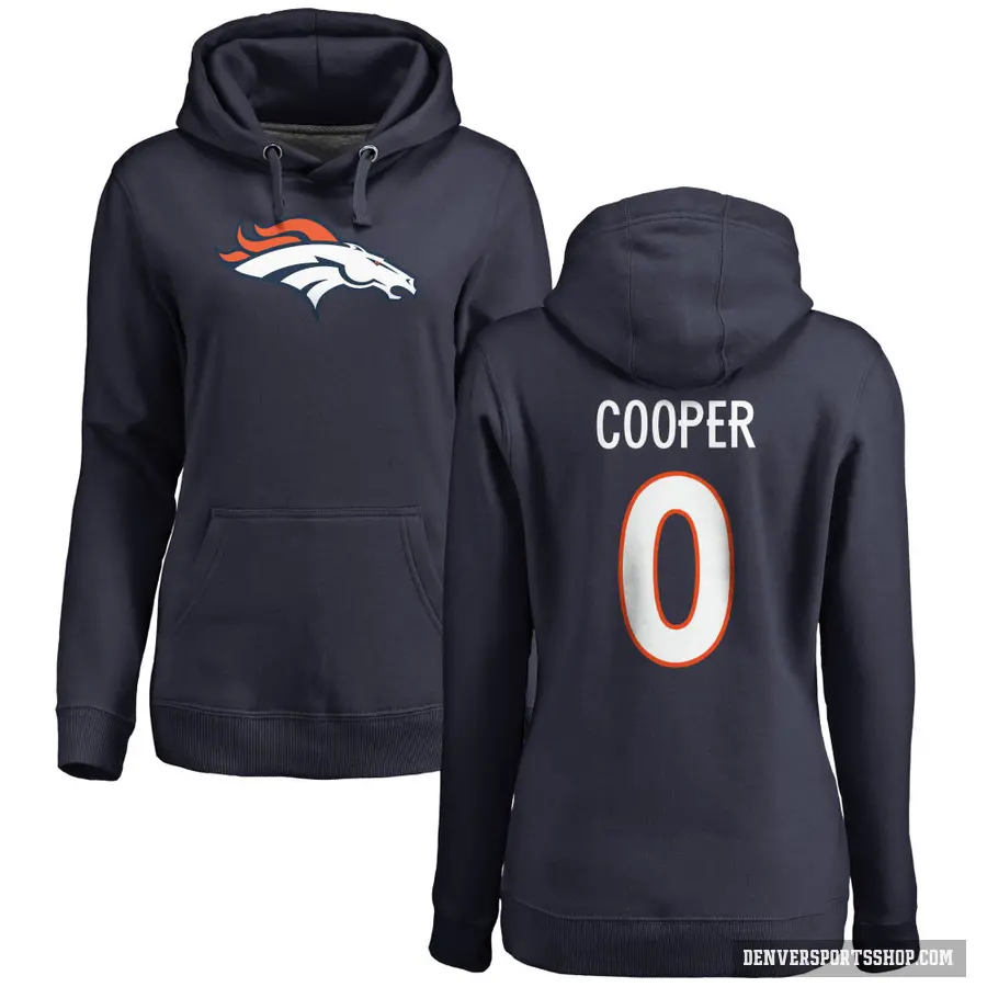 Women's ＃0 Jonathon Cooper Denver Broncos Navy Pro Line Name & Number Logo Pullover Hoodie