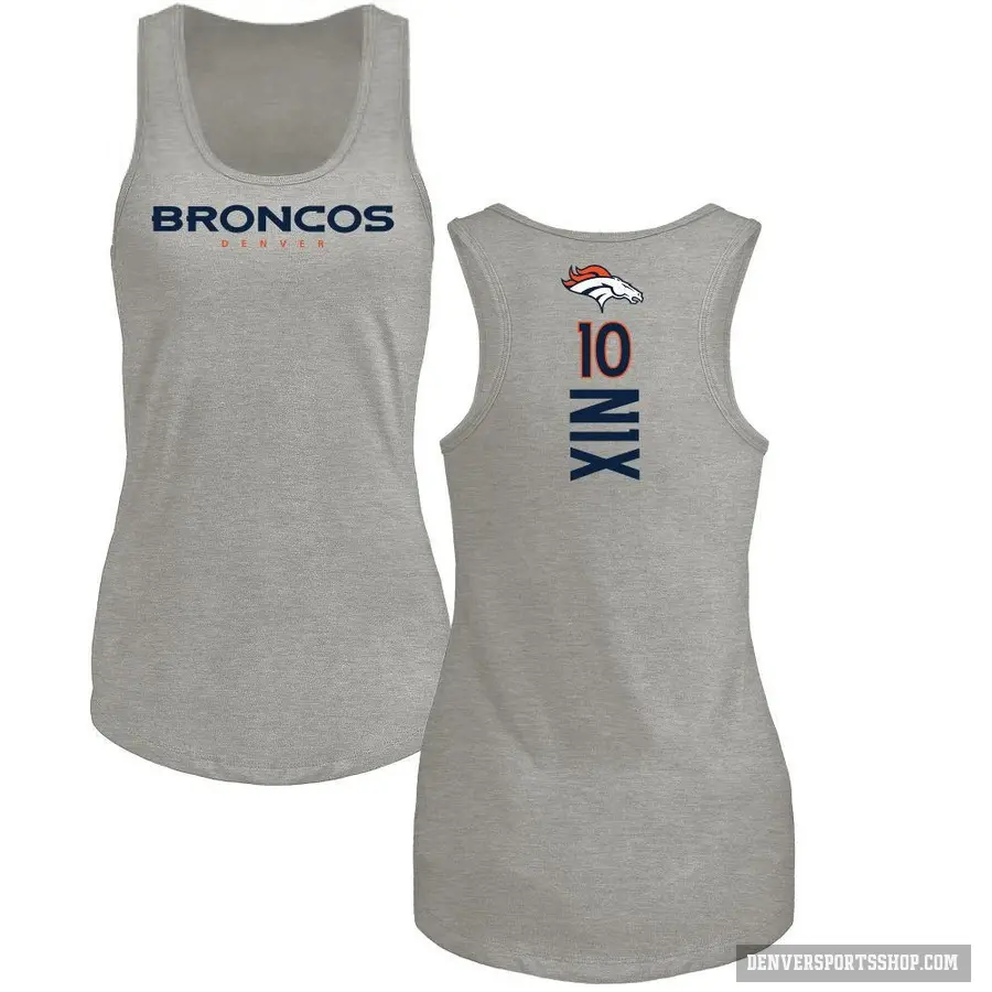 Women's ＃10 Bo Nix Denver Broncos Ash Backer Tank Top