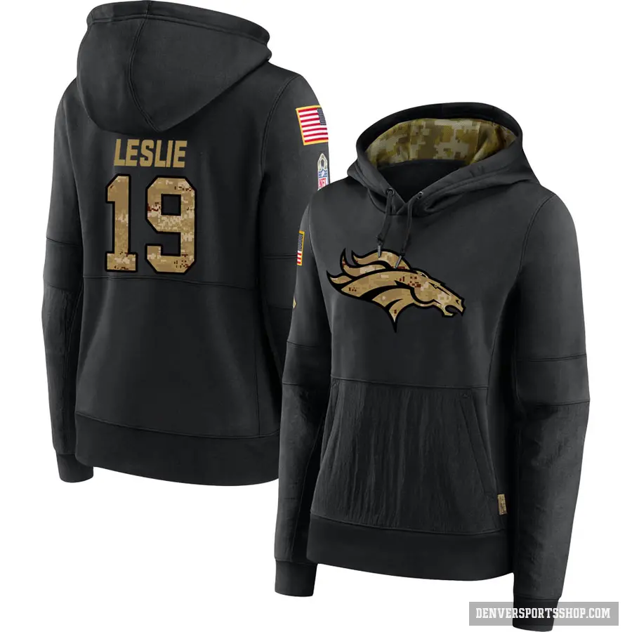 Women's ＃19 Jordan Leslie Denver Broncos Black 2020 Salute to Service Sideline Performance Pullover Hoodie