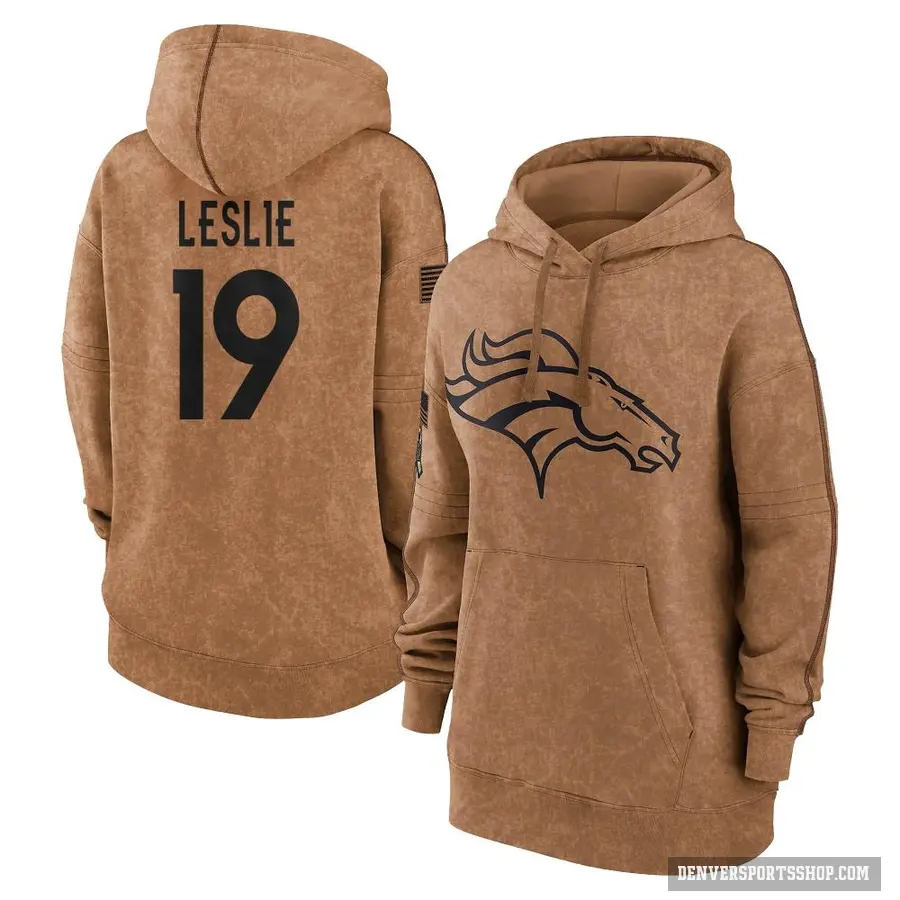 Women's ＃19 Jordan Leslie Denver Broncos Brown 2023 Salute To Service Pullover Hoodie