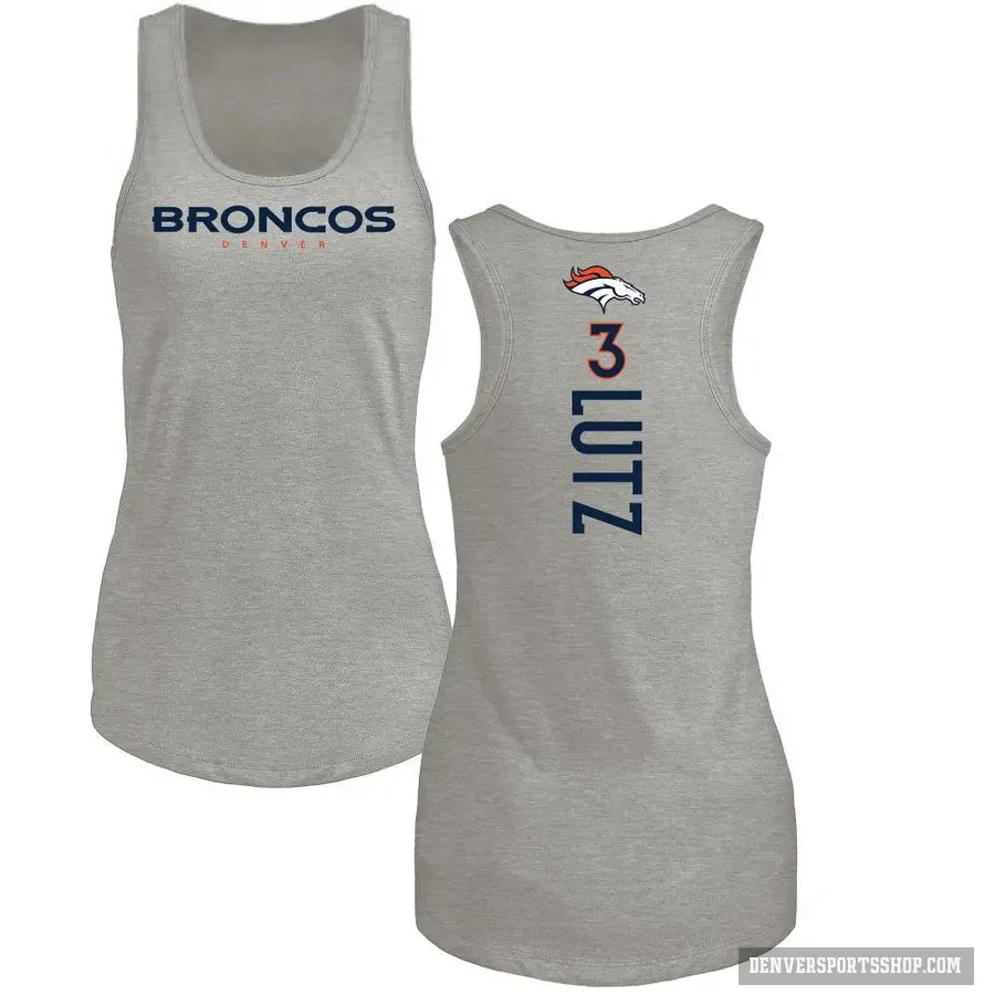 Women's ＃3 Wil Lutz Denver Broncos Ash Backer Tank Top