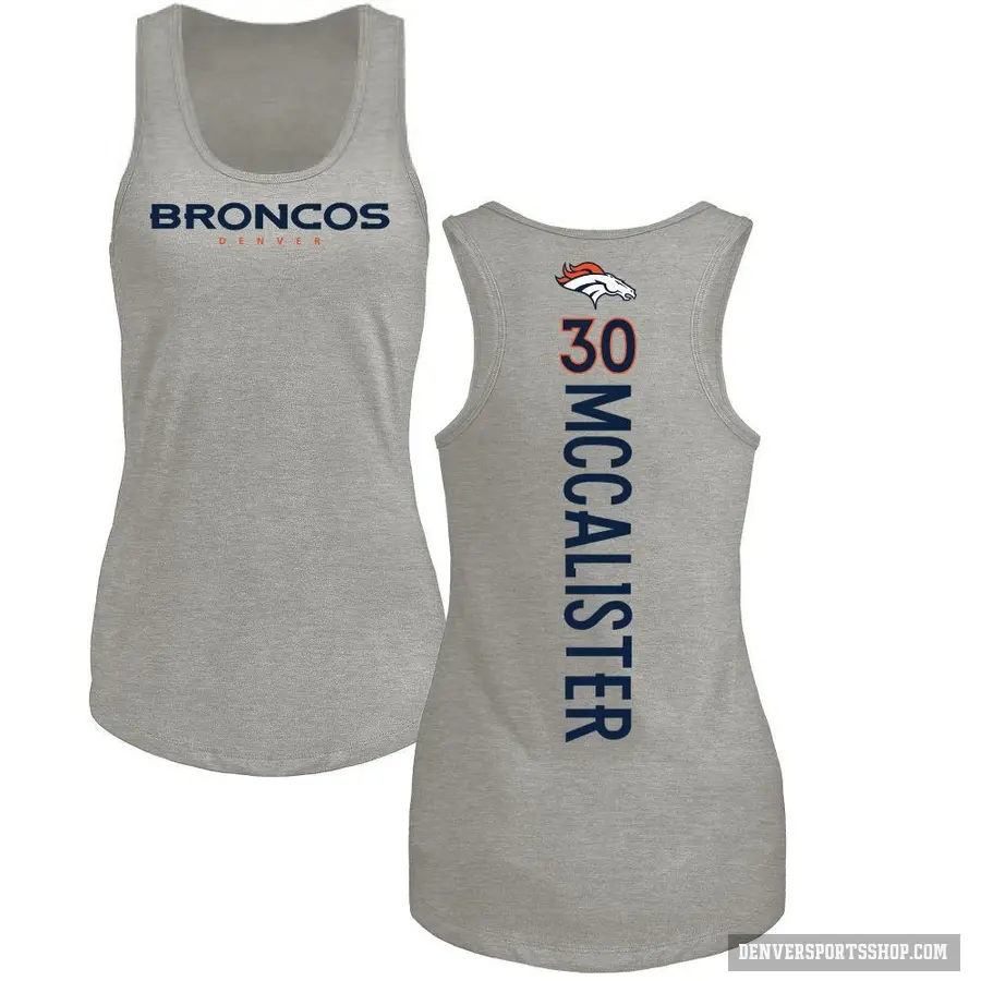 Women's ＃30 Tanner McCalister Denver Broncos Ash Backer Tank Top