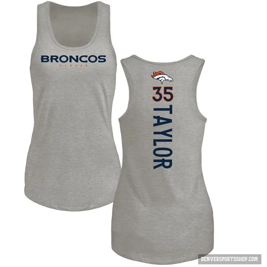 Women's ＃35 Reese Taylor Denver Broncos Ash Backer Tank Top