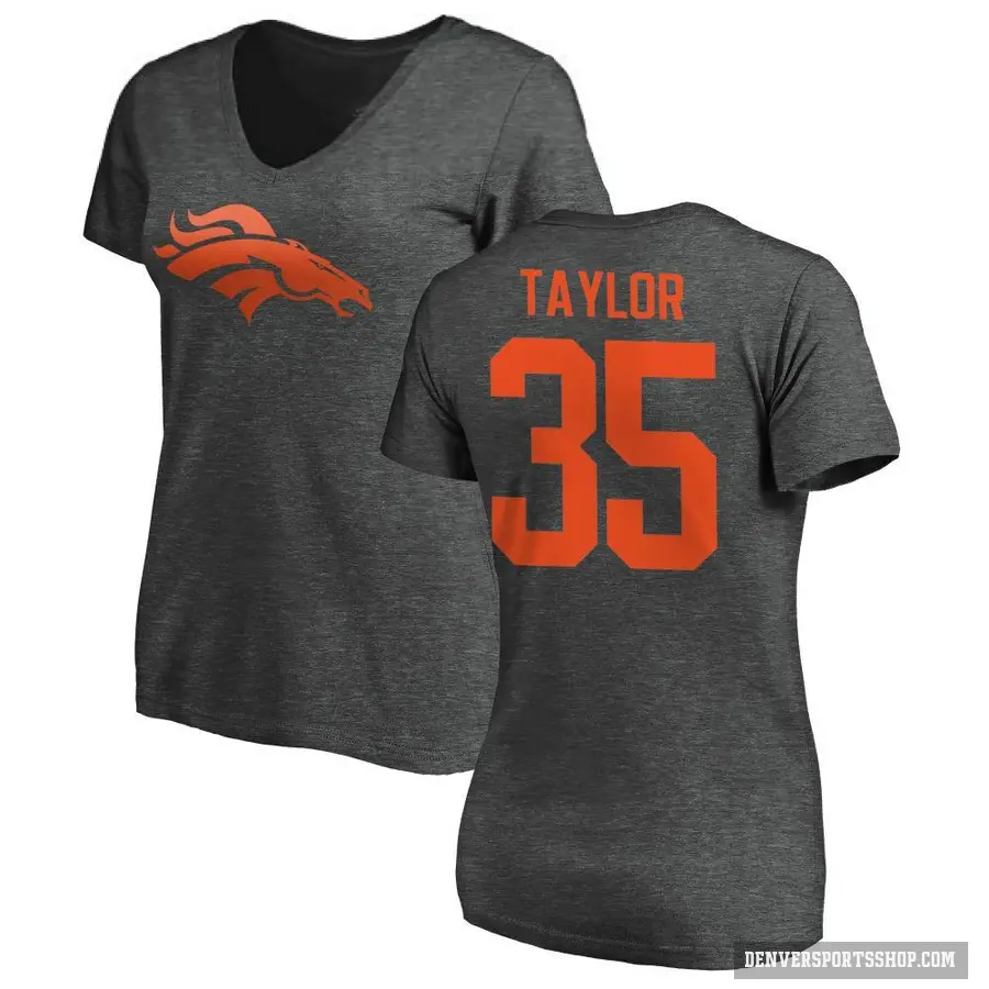 Women's ＃35 Reese Taylor Denver Broncos Ash One Color T-Shirt