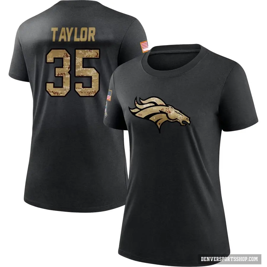 Women's ＃35 Reese Taylor Denver Broncos Black 2020 Salute To Service Performance T-Shirt