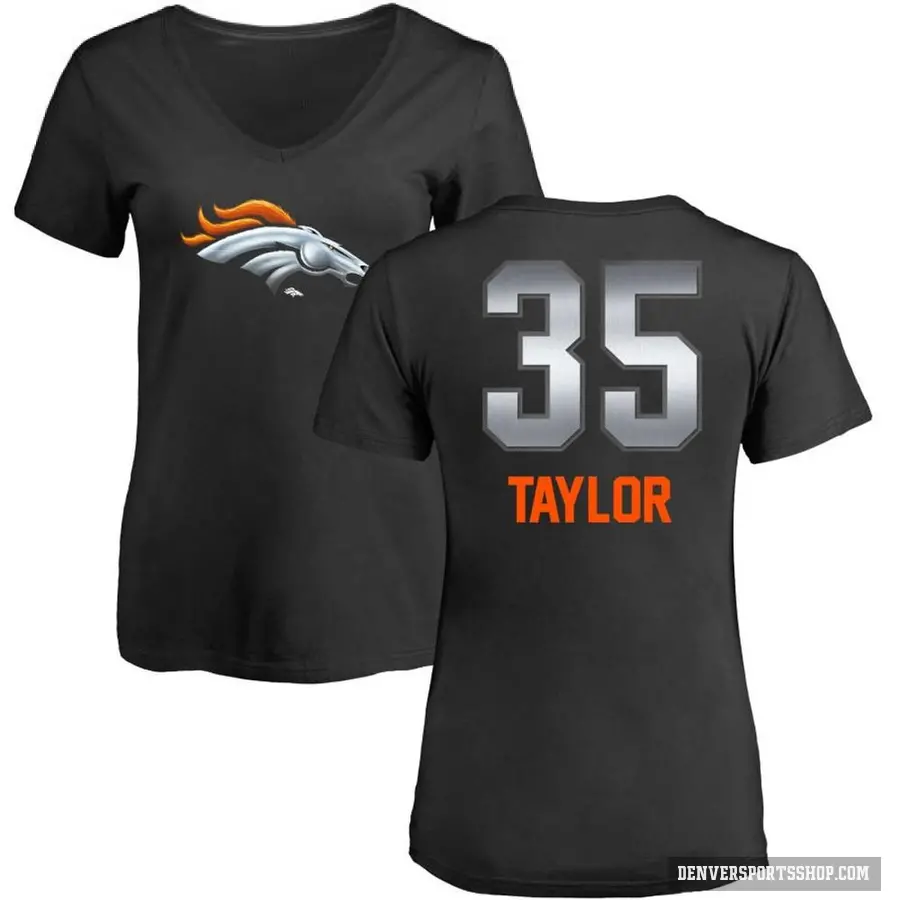 Women's ＃35 Reese Taylor Denver Broncos Black Midnight Mascot T-Shirt
