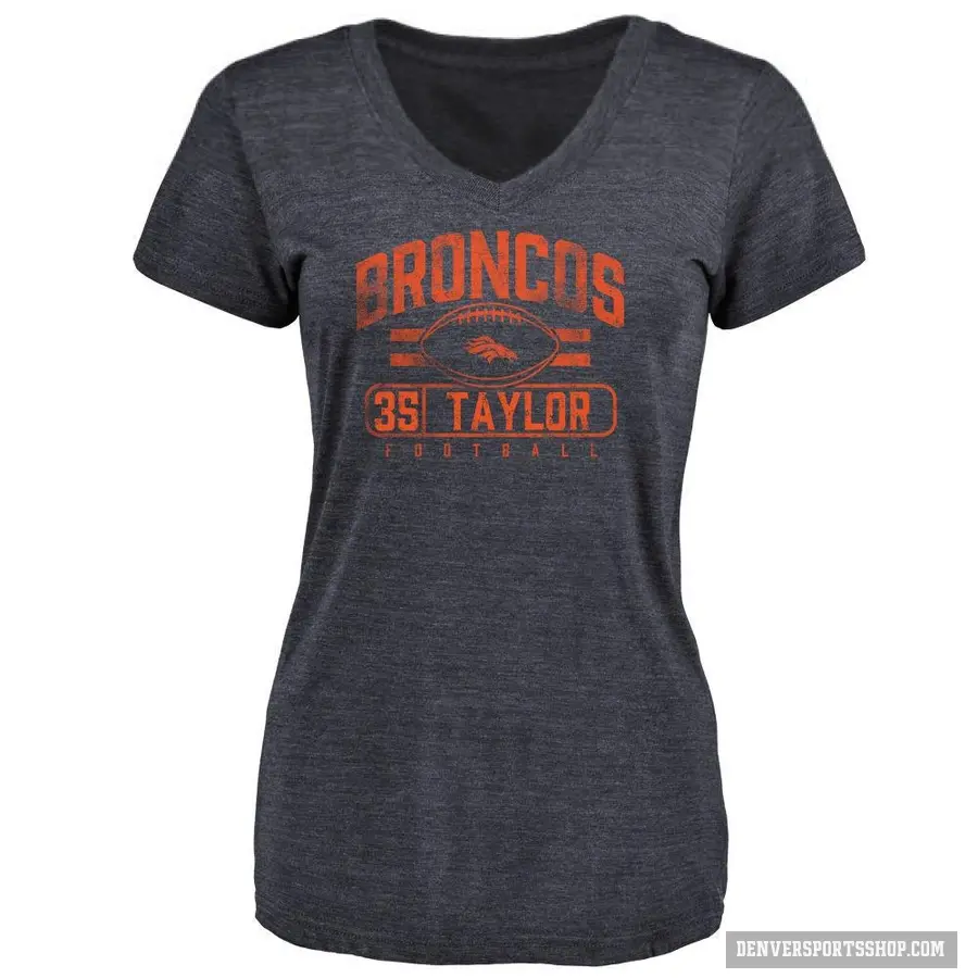 Women's ＃35 Reese Taylor Denver Broncos Navy Flanker T-Shirt