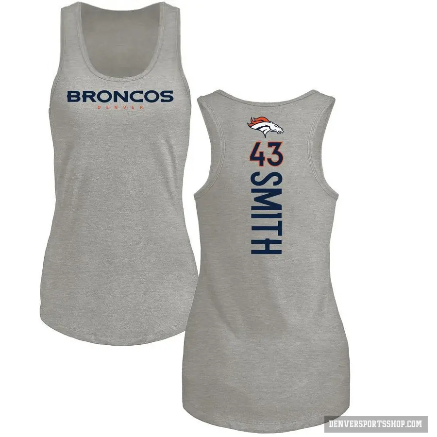 Women's ＃43 Keidron Smith Denver Broncos Ash Backer Tank Top