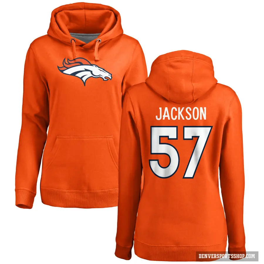 Women's ＃57 Tom Jackson Denver Broncos Orange Pro Line Logo Pullover Hoodie
