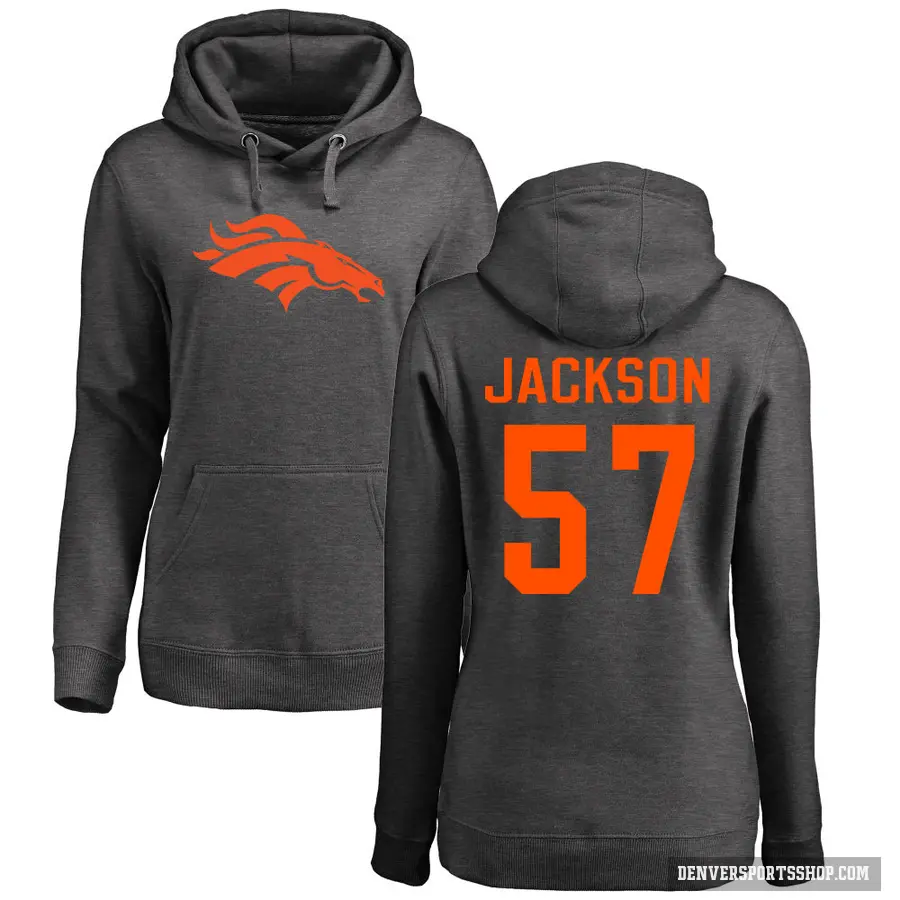 Women's ＃57 Tom Jackson Denver Broncos Pro Line by Branded Ash One Color Pullover Hoodie