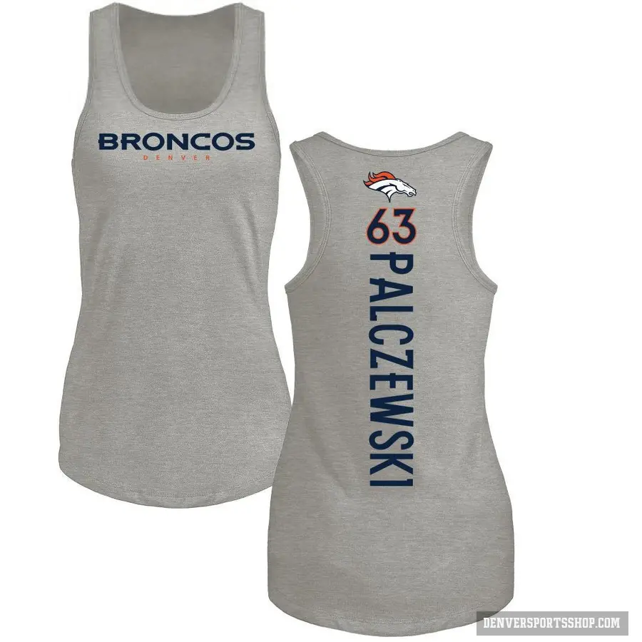 Women's ＃63 Alex Palczewski Denver Broncos Ash Backer Tank Top