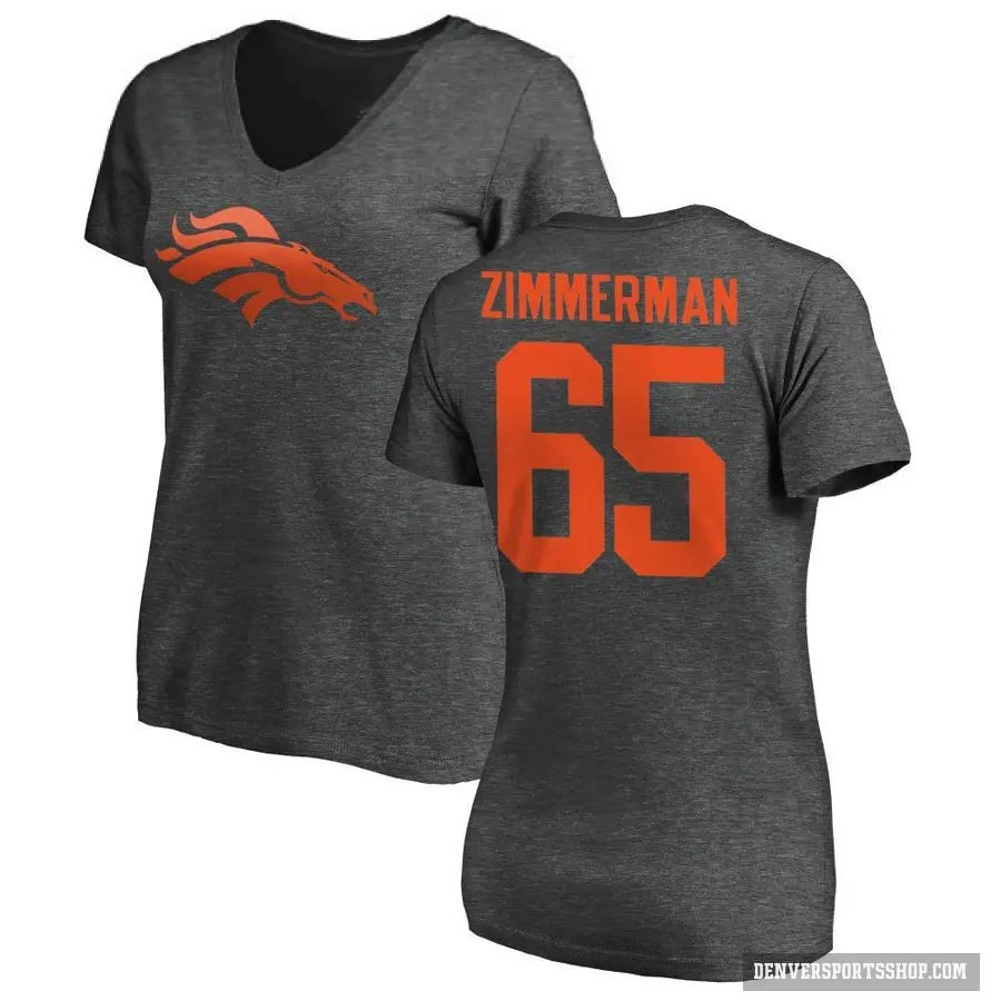 Women's ＃65 Gary Zimmerman Denver Broncos Ash One Color T-Shirt