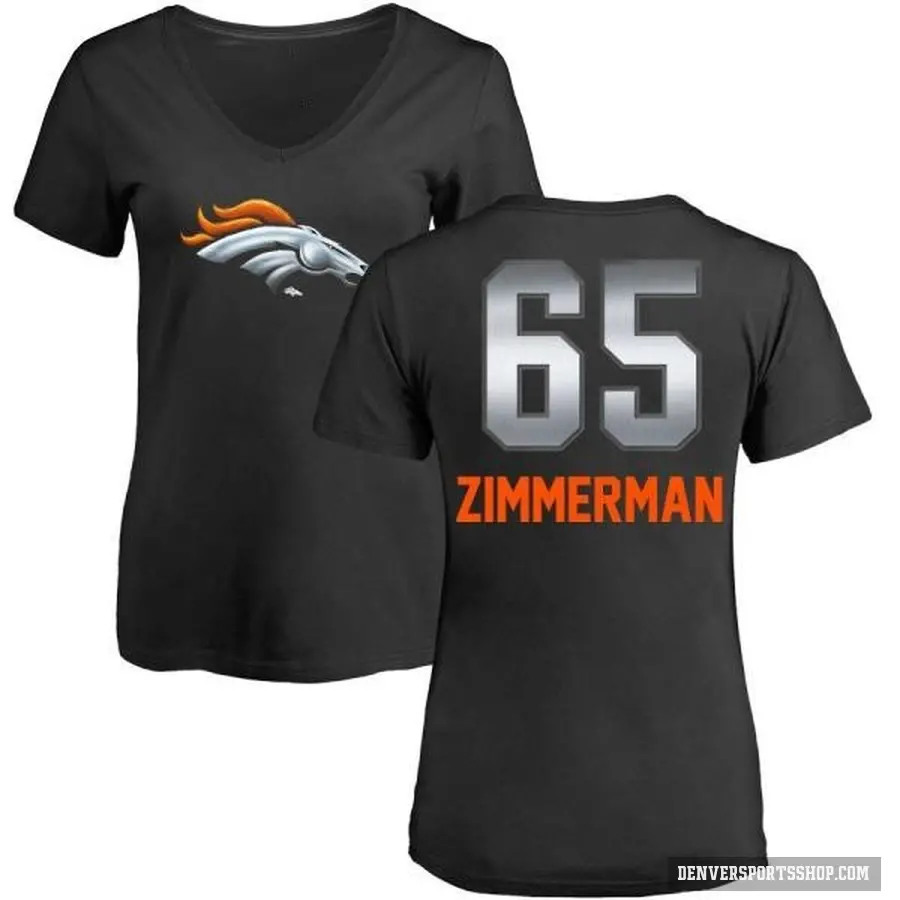Women's ＃65 Gary Zimmerman Denver Broncos Black Midnight Mascot T-Shirt