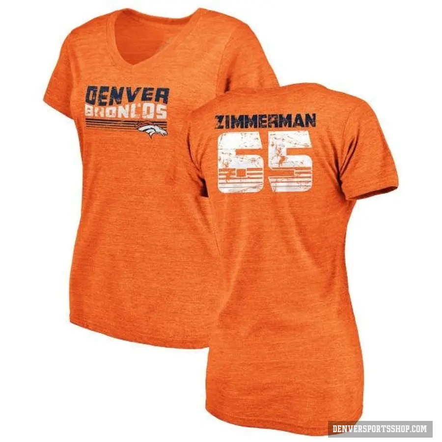 Women's ＃65 Gary Zimmerman Denver Broncos Orange Retro V-Neck T-Shirt