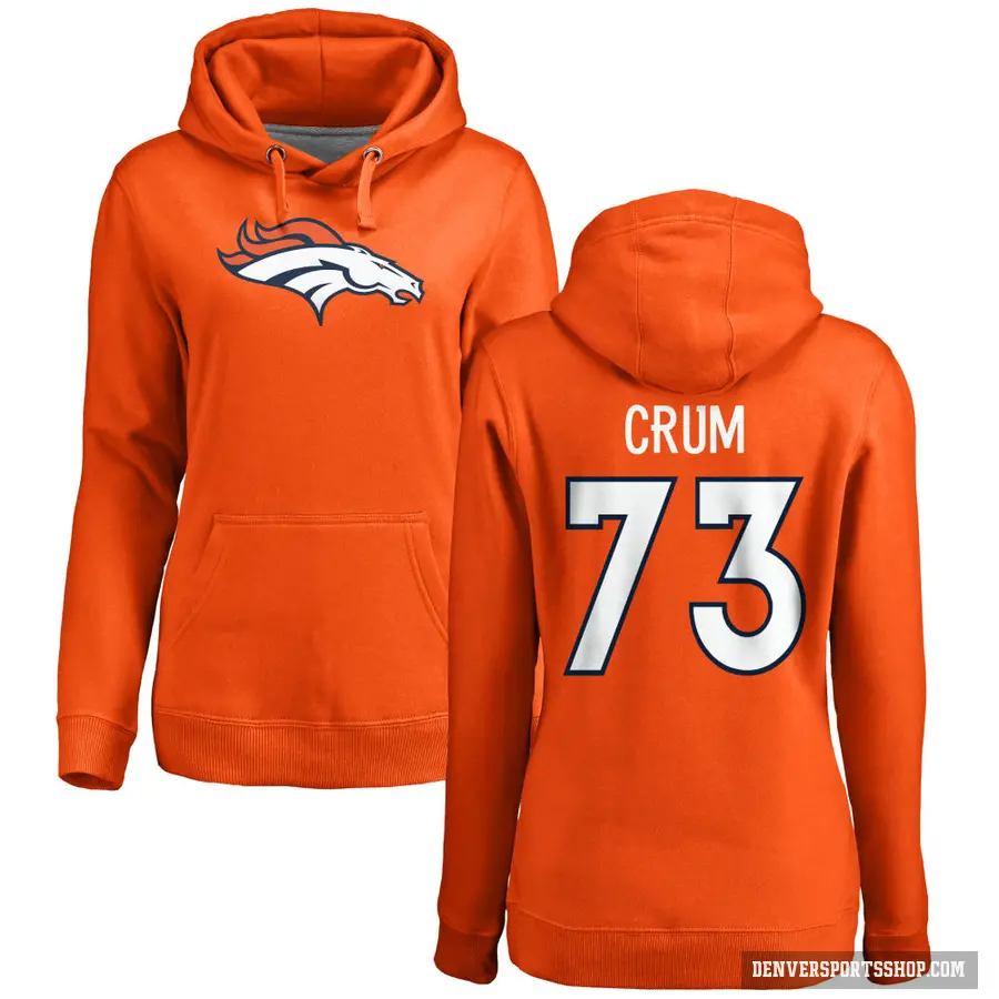 Women's ＃73 Frank Crum Denver Broncos Orange Pro Line Logo Pullover Hoodie