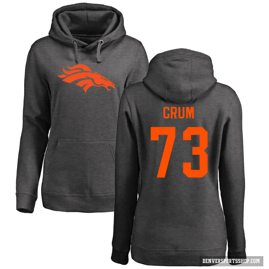 Women's ＃73 Frank Crum Denver Broncos Pro Line by Branded Ash One Color Pullover Hoodie