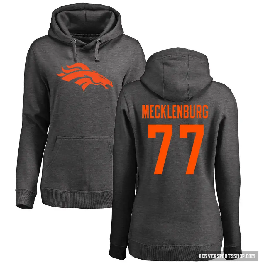 Women's ＃77 Karl Mecklenburg Denver Broncos Pro Line by Branded Ash One Color Pullover Hoodie