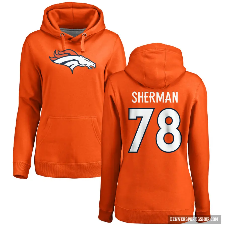 Women's ＃78 Will Sherman Denver Broncos Orange Pro Line Logo Pullover Hoodie