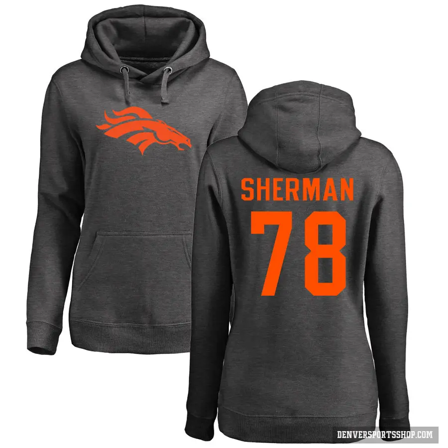 Women's ＃78 Will Sherman Denver Broncos Pro Line by Branded Ash One Color Pullover Hoodie