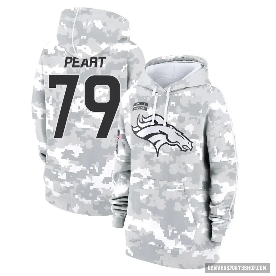 Women's ＃79 Matt Peart Denver Broncos Arctic Camo 2024 Salute to Service Club Fleece Pullover Hoodie