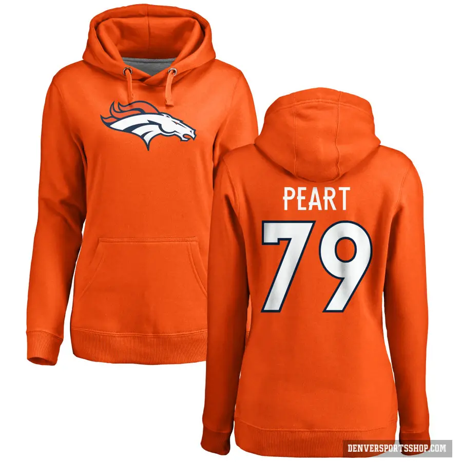 Women's ＃79 Matt Peart Denver Broncos Orange Pro Line Logo Pullover Hoodie
